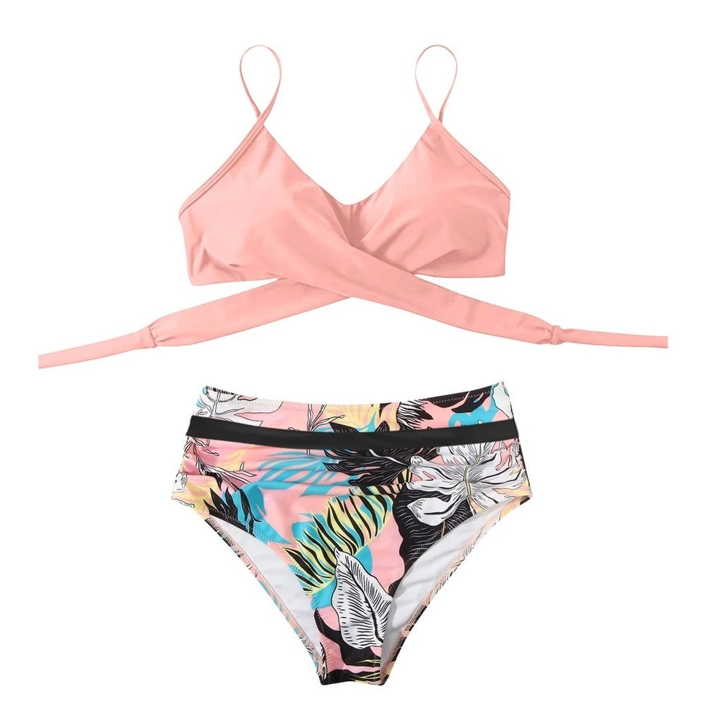 Women Cross Wrap Halter Bikini Set High Waisted Push Up Two Piece Swimsuits